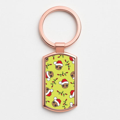 Christmas Tree Hero Pattern Rose Gold Keyring