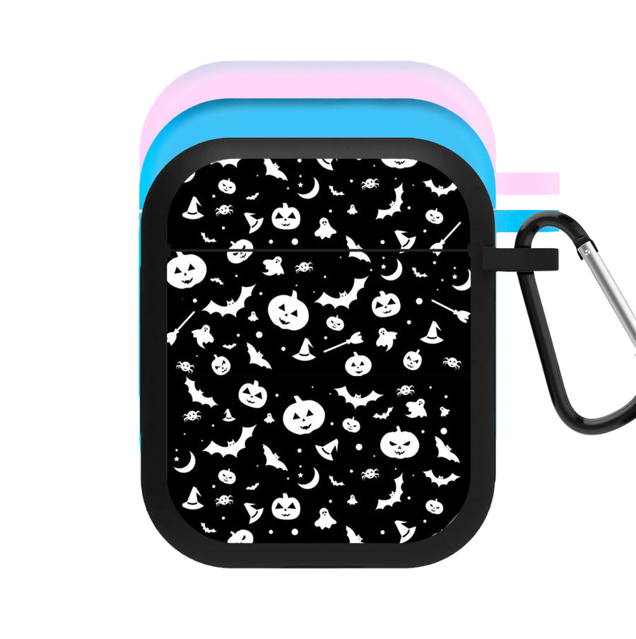 Black and White Halloween Pattern AirPods Case