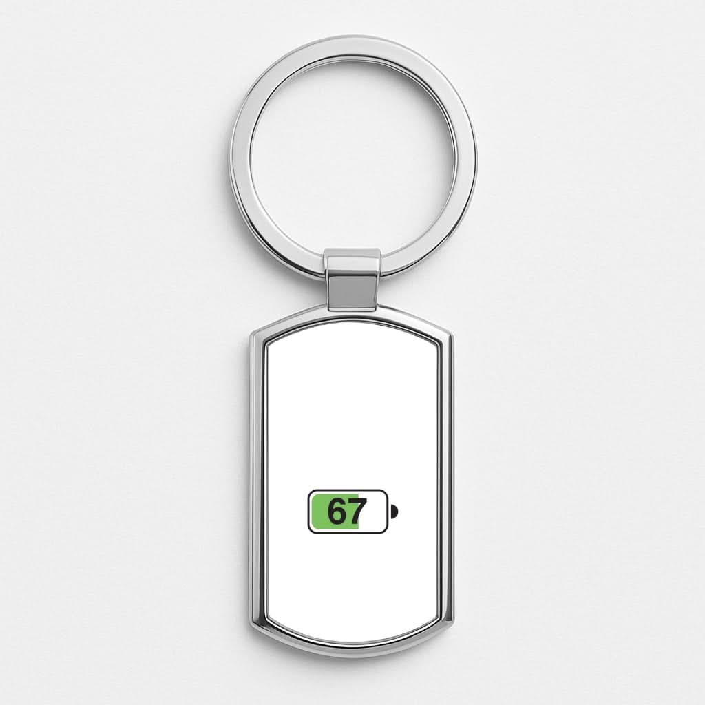6 7 Battery Silver Metal Keyring