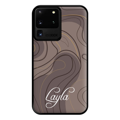 Brown Marble Waves Personalised Name Galaxy S20 Ultra Case