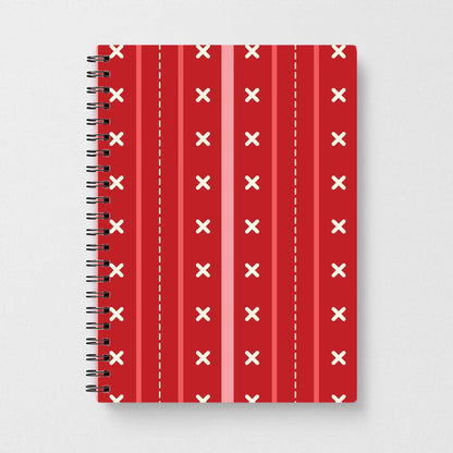 Stripes And Stitches Red Christmas Pattern Notebook