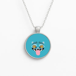 Demon Cat Face Circle Necklace