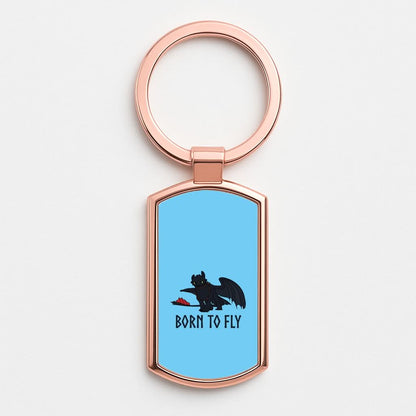 Dragon Born To Fly Rose Gold Keyring