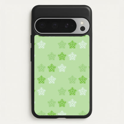 Green Slowflakes Christmas Pattern Google Pixel 9 Pro XL Case