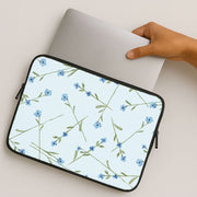 Baby Blue Floral Pattern Laptop Sleeve 2