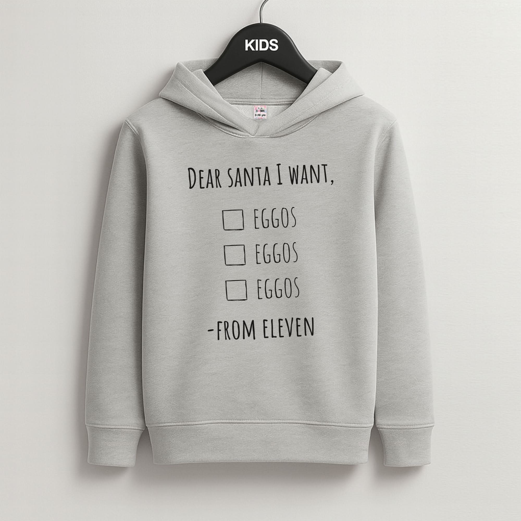 Eleven's Christmas List Grey Kids Hoodie