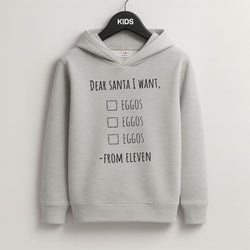 Eleven's Christmas List Grey Kids Hoodie