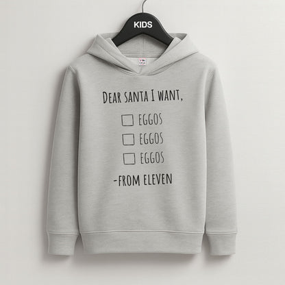 Eleven's Christmas List Grey Kids Hoodie