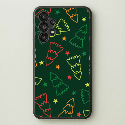 Colourful Christmas Tree Outlines Pattern Galaxy A13 Case