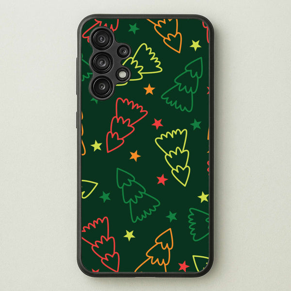 Colourful Christmas Tree Outlines Pattern Galaxy A13 Case