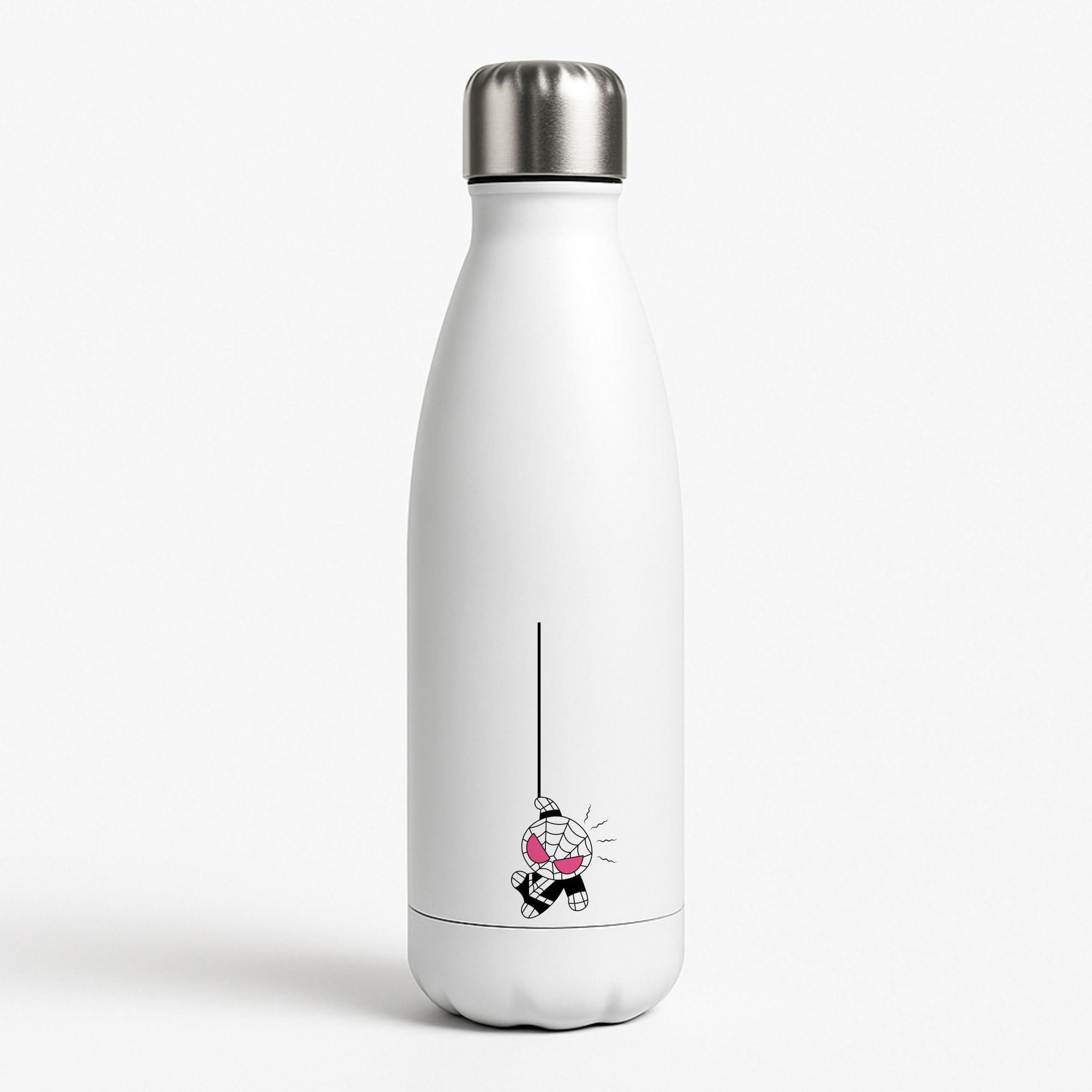 Pink Hanging Spider Hero  White Water Bottle