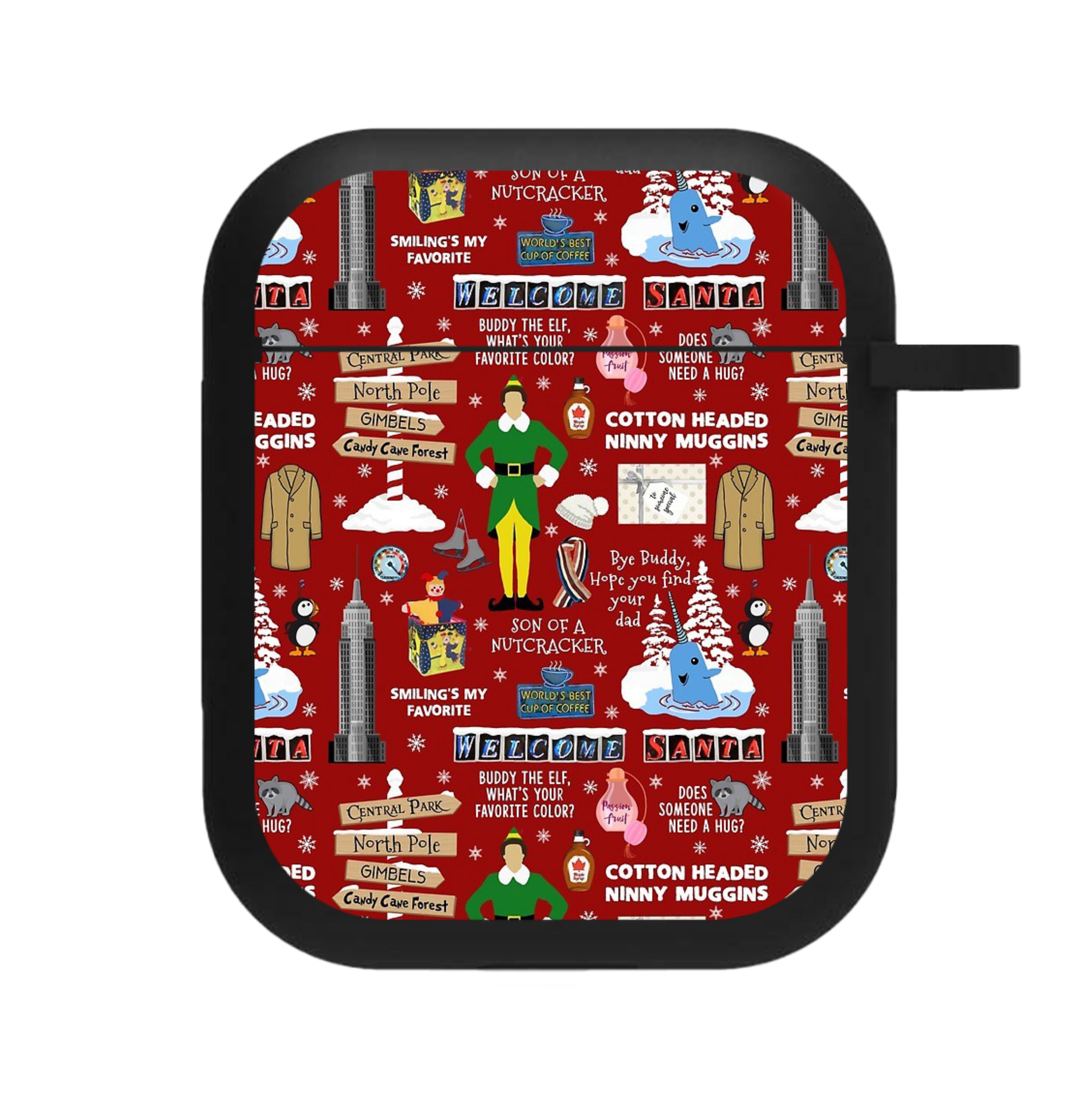 Red Elf Pattern AirPods Case