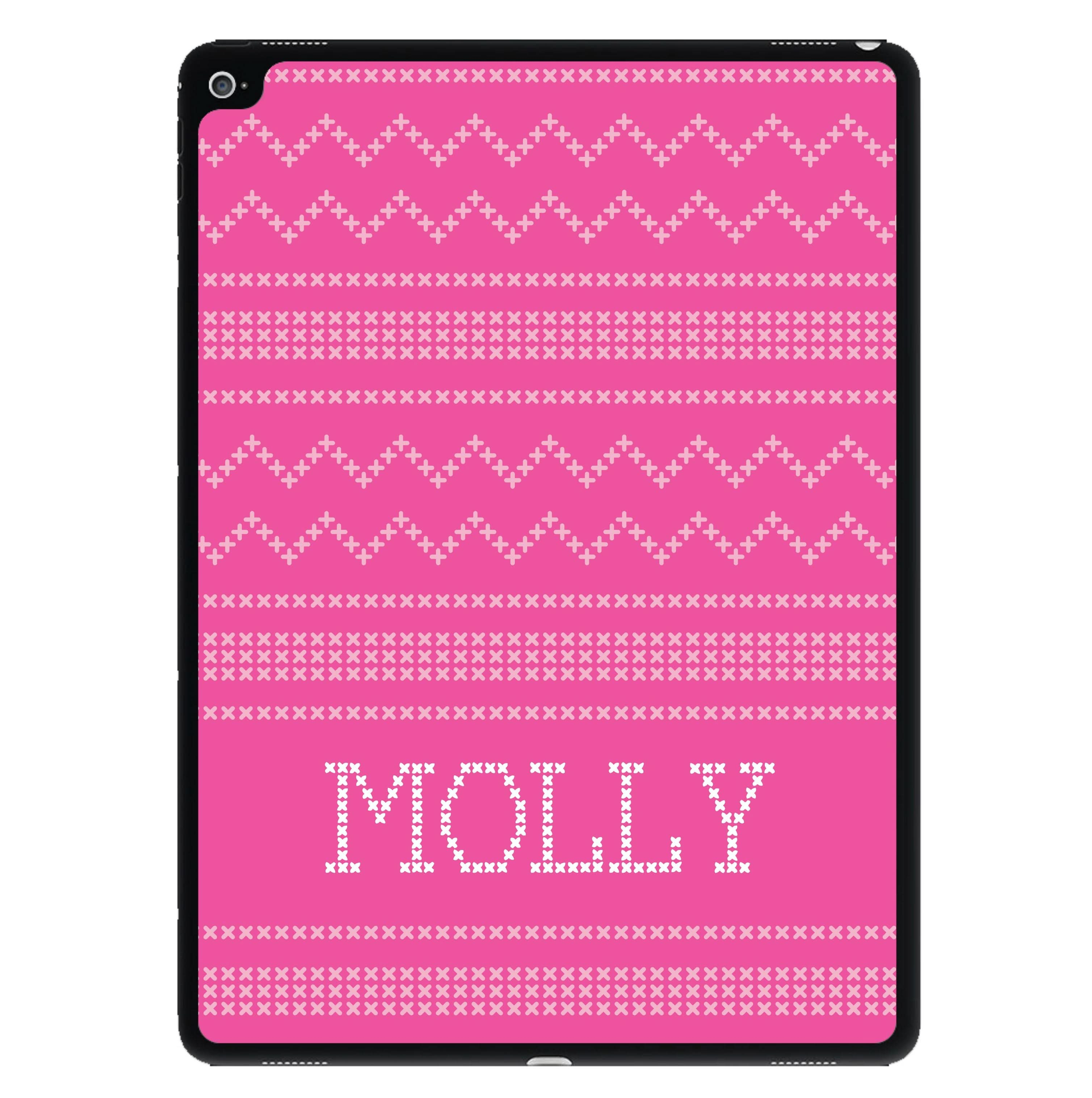 Personalised Christmas Jumper Pink iPad Case