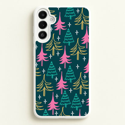 Colourful Sketched Christmas Trees Pattern Galaxy A36 Case
