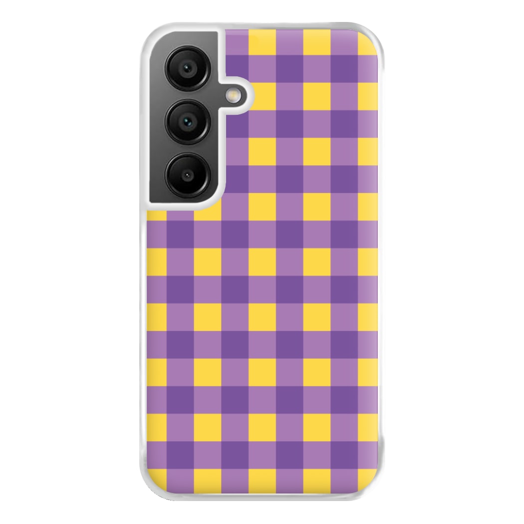Purple And Yellow Checkered Pattern Galaxy A55 Case