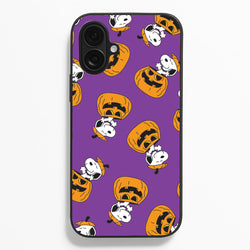 Cartoon Beagle Pumpkin Pattern iPhone 16 Plus Case