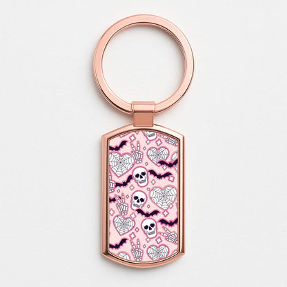 Cute Halloween Stickers Pattern Rose Gold Keyring