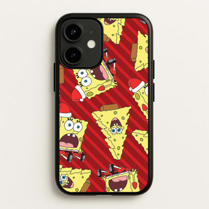 Christmas Cartoon Sponge Stripes Pattern iPhone 12 / 12 Pro Case