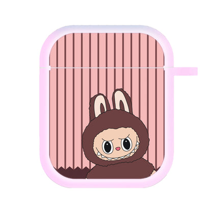 Stripey Cute Brown Monster AirPods Case