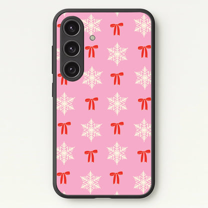 Coquette Bows And Snowflakes Pattern Galaxy S25 Plus Case