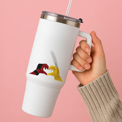 Red And Yellow Heroes Love Heart Tumbler