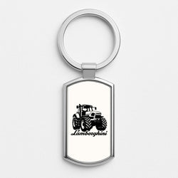 Lambo Tractor Silver Metal Keyring