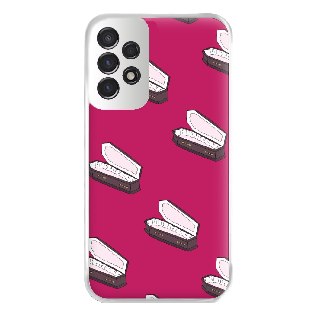 Bright Pink Coffin Pattern Galaxy A53 Case