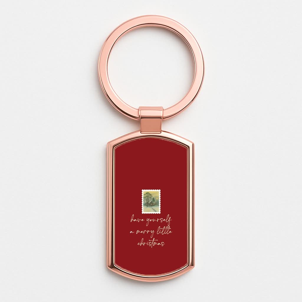 A Merry Little Christmas Stamp Rose Gold Keyring