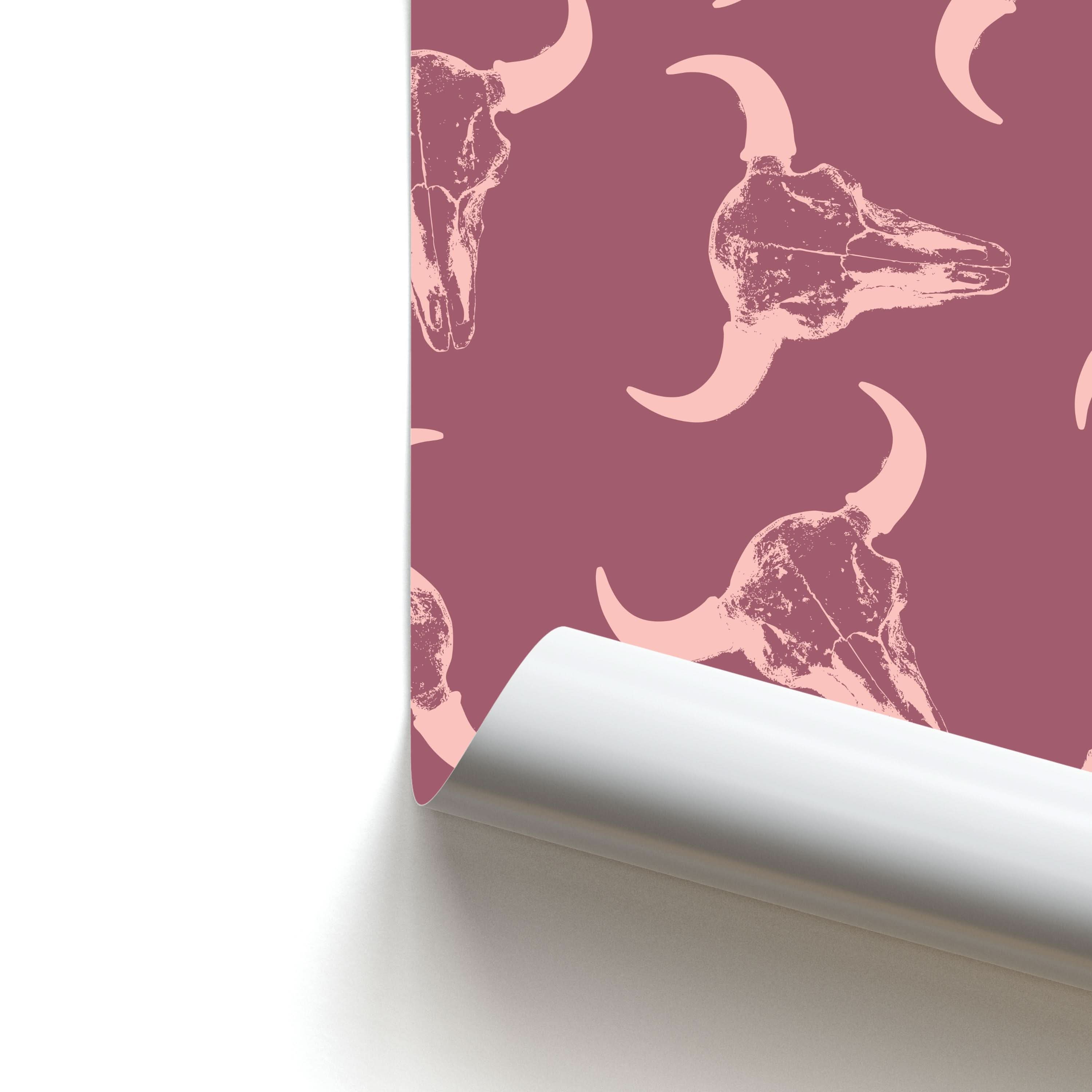 Pastel Skulls Pattern Poster