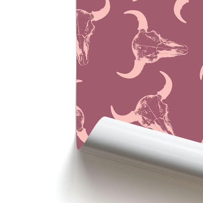 Pastel Skulls Pattern Poster