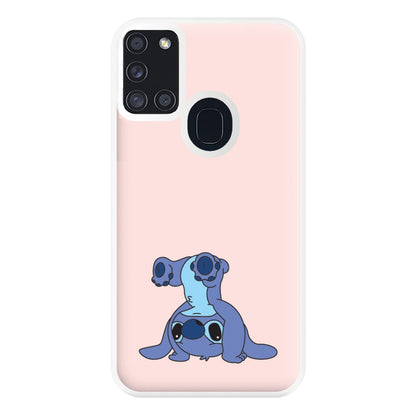 Cute Blue Alien Handstand Galaxy A21s Case