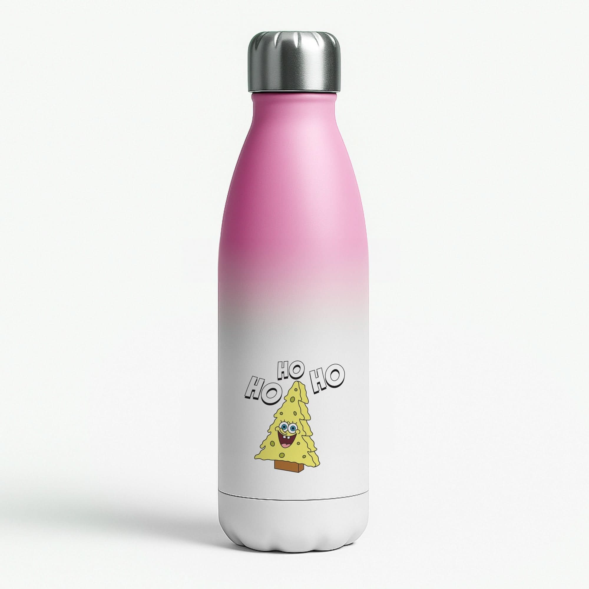 Christmas Tree Cartoon Sponge Pink Water Bottle