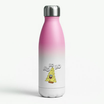 Christmas Tree Cartoon Sponge Pink Water Bottle