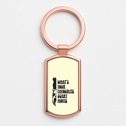 What's Your Favourite Scary Movie Trippy Rose Gold Keyring