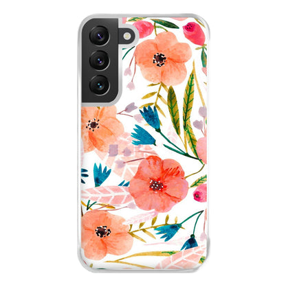 Peach Watercolour Floral Pattern Phone Case