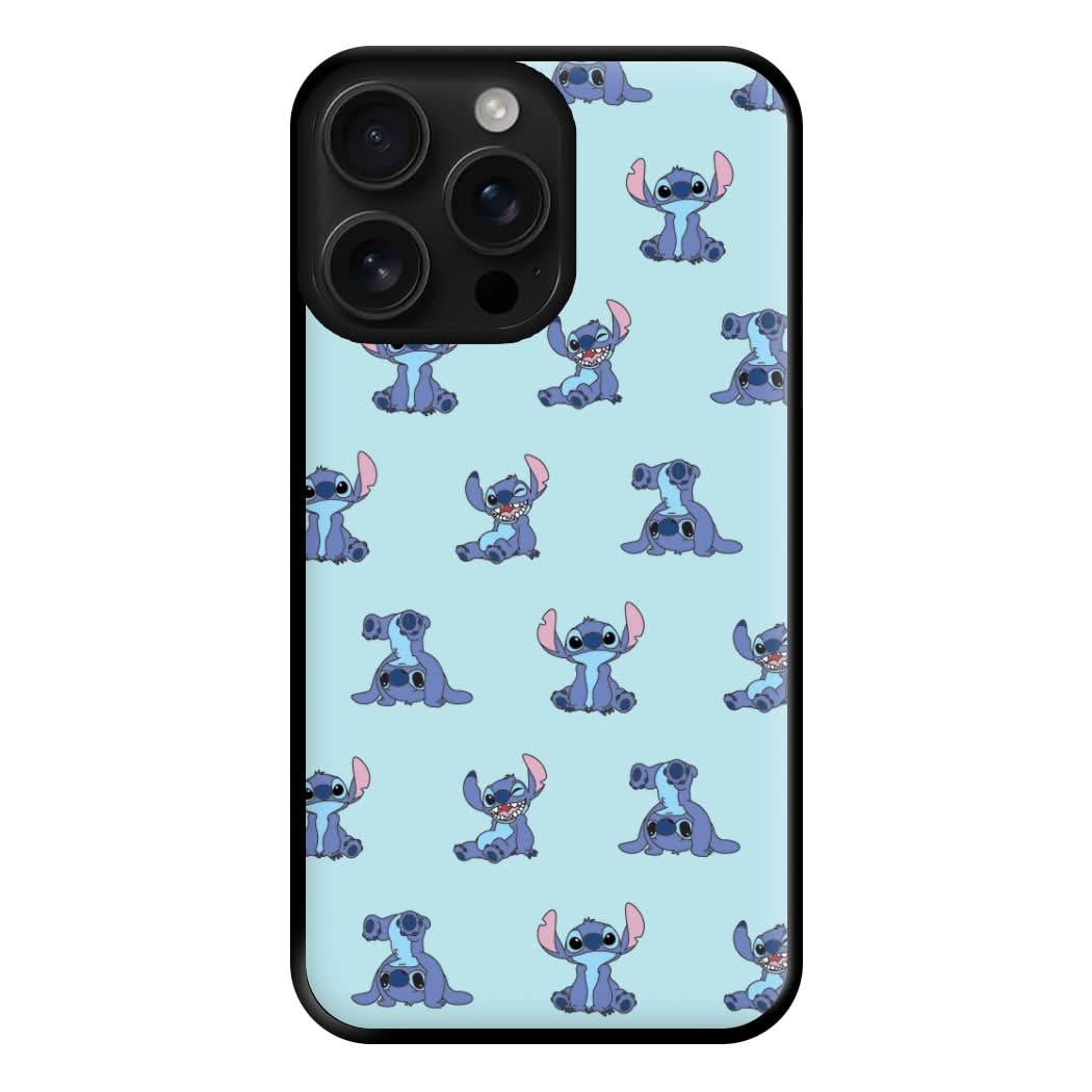 Cute Blue Alien Pose Pattern Phone Case for Apple iPhone, Samsung Galaxy, Huawei and Google Pixel