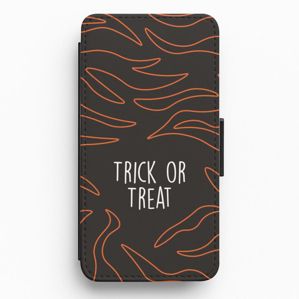 Zebra Print Trick Or Treat Flip / Wallet Phone Case