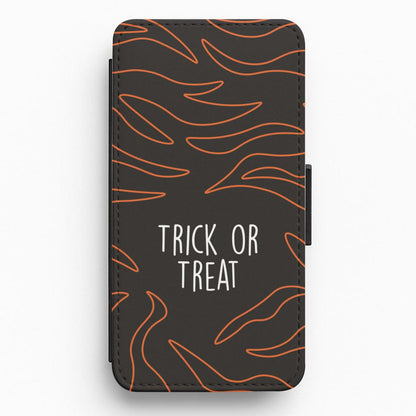 Zebra Print Trick Or Treat Flip / Wallet Phone Case