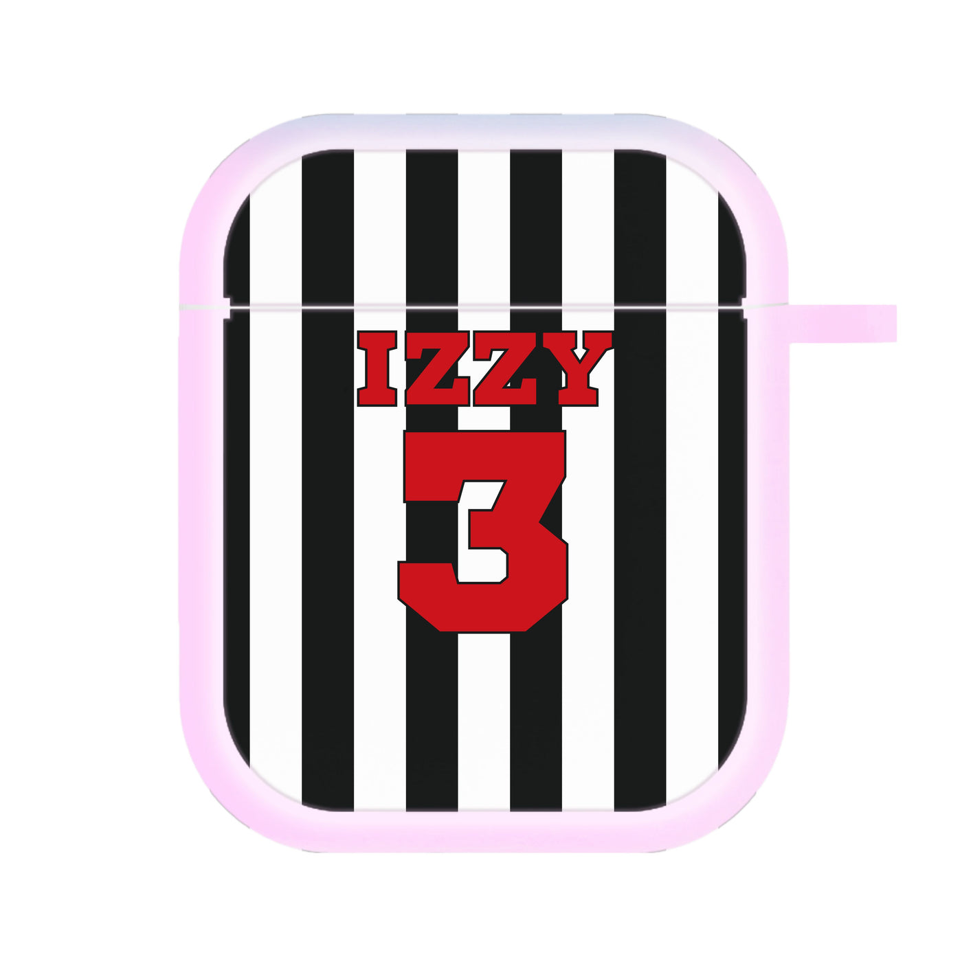 Black And White Stripes - Personalised Football   AirPods Case