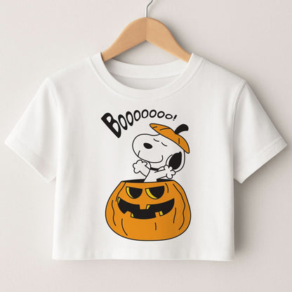 Cartoon Beagle Pumpkin Crop Top