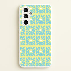 Square Abstract Flowers Blue Galaxy A54 Case