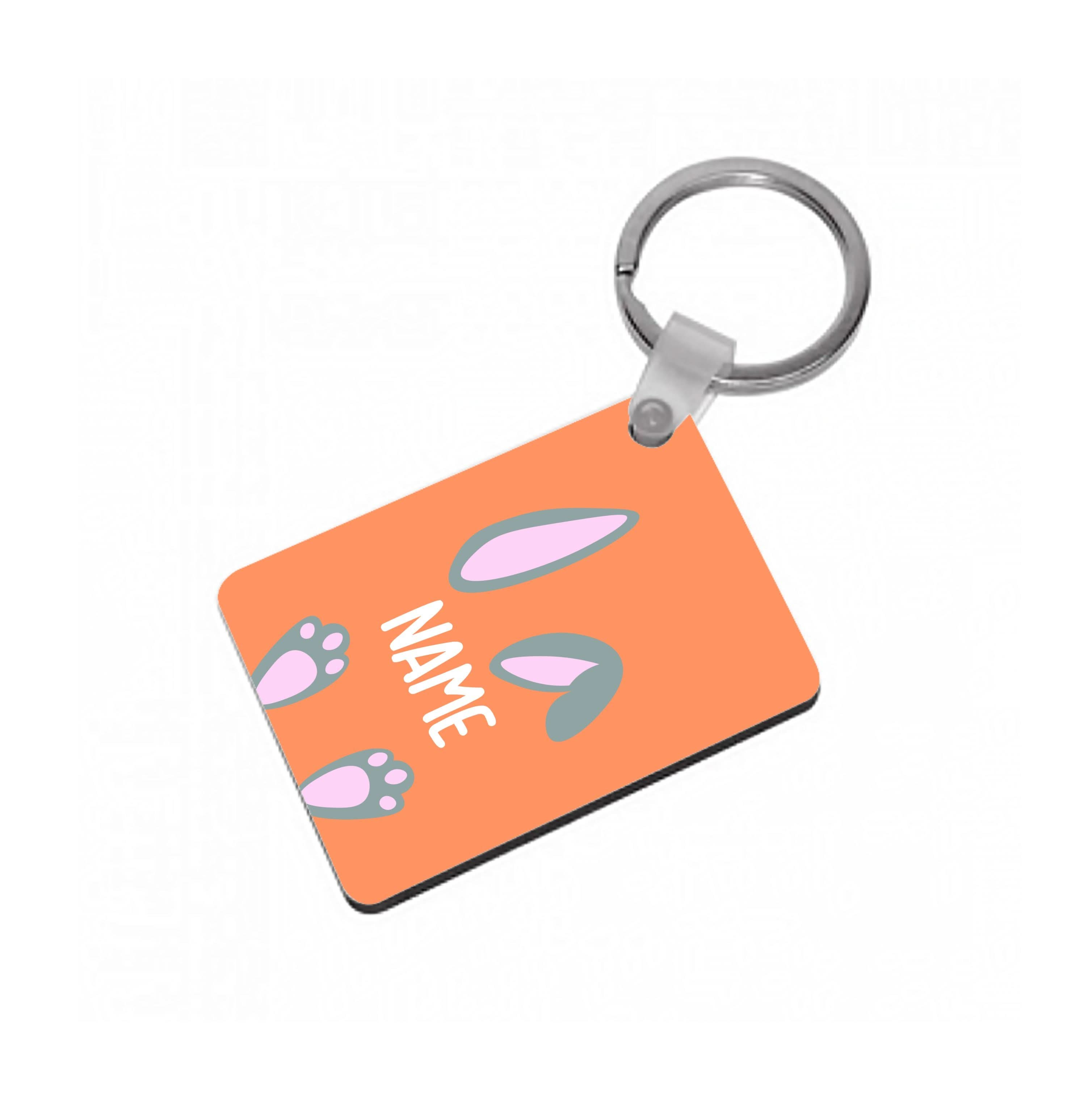 Grey Bunny Personalised Keyring