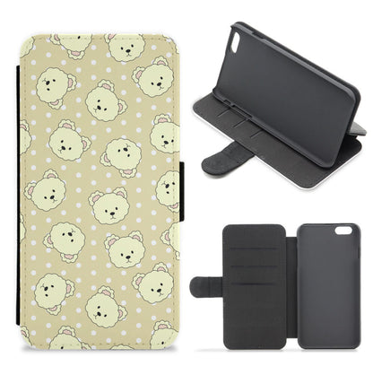 Cream Teddy Bears And Dots Pattern Flip / Wallet Phone Case
