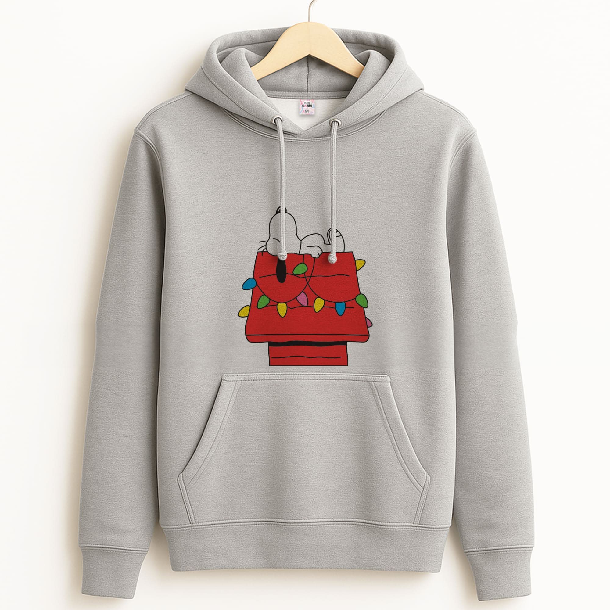 Cartoon Beagle Fairylights Unisex Grey Hoodie