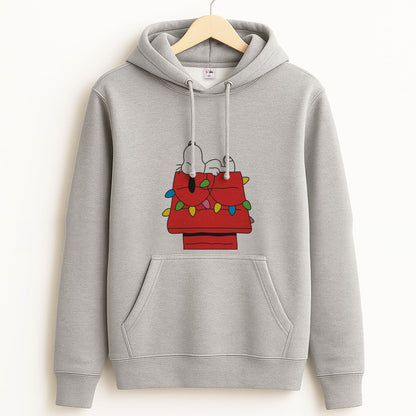 Cartoon Beagle Fairylights Unisex Grey Hoodie