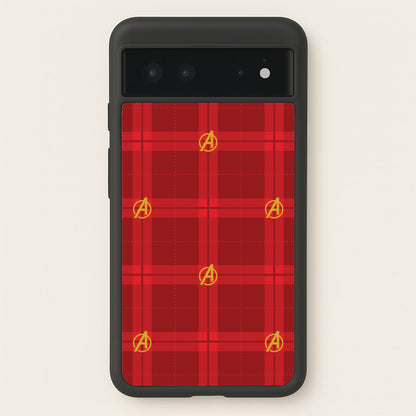 Superhero Team Red Tartan Pattern Google Pixel 6 Case