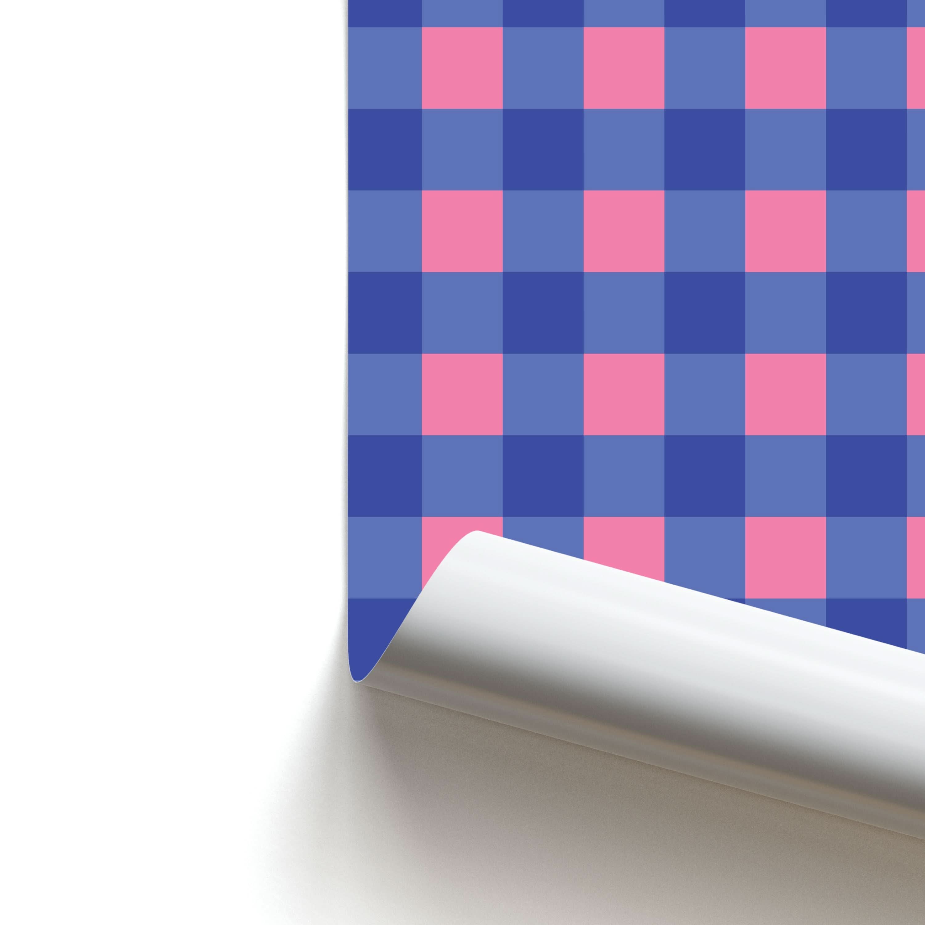 Pink And Blue Checkered Pattern Poster