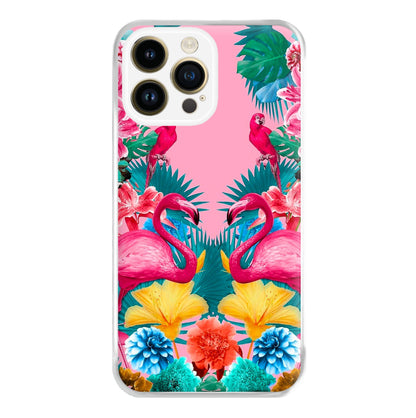 Flamingo and Tropical garden Phone Case