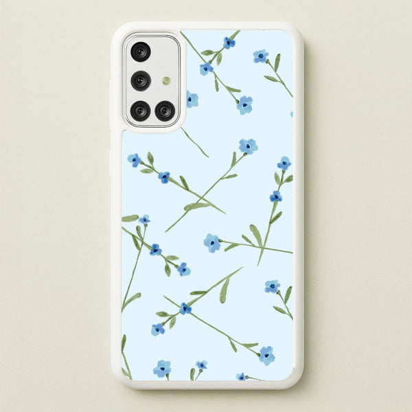 Baby Blue Floral Pattern Galaxy A71 Case
