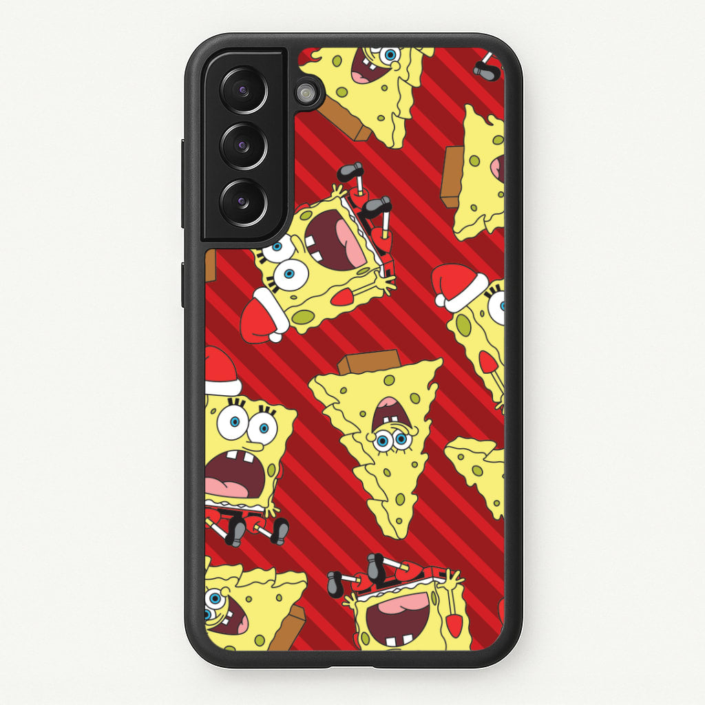 Christmas Cartoon Sponge Stripes Pattern Galaxy S22 Plus Case